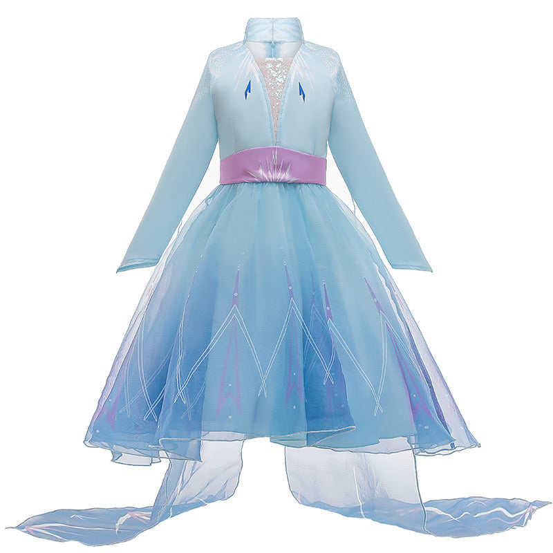Elegant and Luxurious Frozen Elsa Light Blue Long Sleeve Princess Dresses Style5